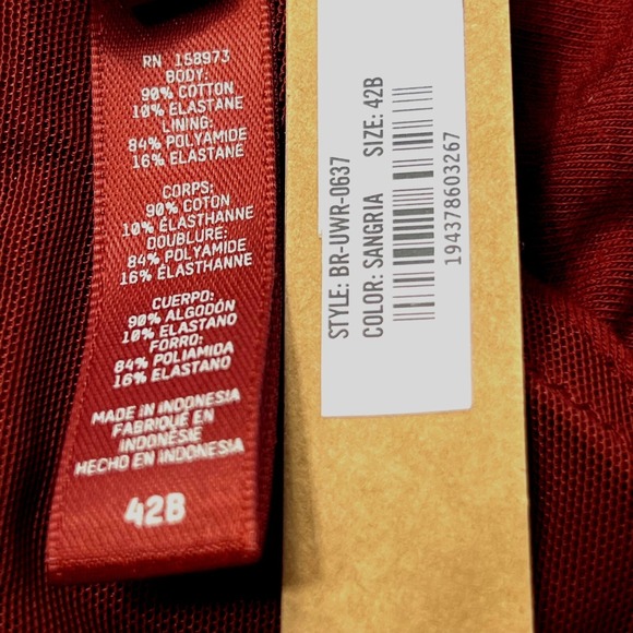 SKIMS Cotton Jersey T-Shirt Underwire Bra Sangria 42B - Picture 8 of 9